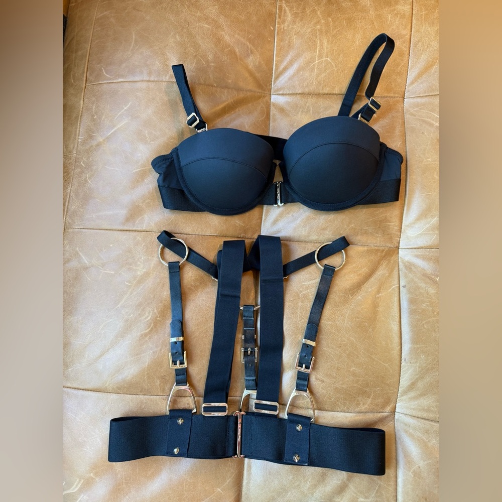 Honey Birdette CARTER Black Bra & Harness Set with Adjustable Straps